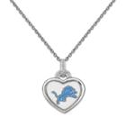 Detroit Lions Heart Pendant Necklace, Women's, Size: 18, White