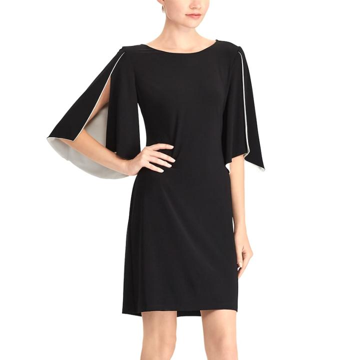 Women's Chaps Cape-sleeve Shift Dress, Size: Xl, Black
