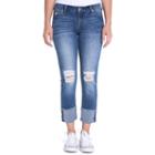 Juniors' Crave Ripped Cuff Ankle Skinny Jeans, Teens, Size: 13, Blue (navy)