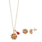 Bow Charm Necklace & Drop Earring Set, Women's, Multicolor