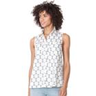 Women's Chaps Dot Linen Blend Shirt, Size: Xl, Blue