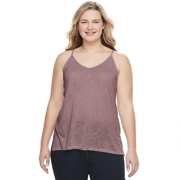 Juniors' Plus Size Mudd&reg; Double V-neck Camisole, Girl's, Size: 2xl, Beig/green (beig/khaki)