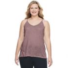 Juniors' Plus Size Mudd&reg; Double V-neck Camisole, Girl's, Size: 2xl, Beig/green (beig/khaki)