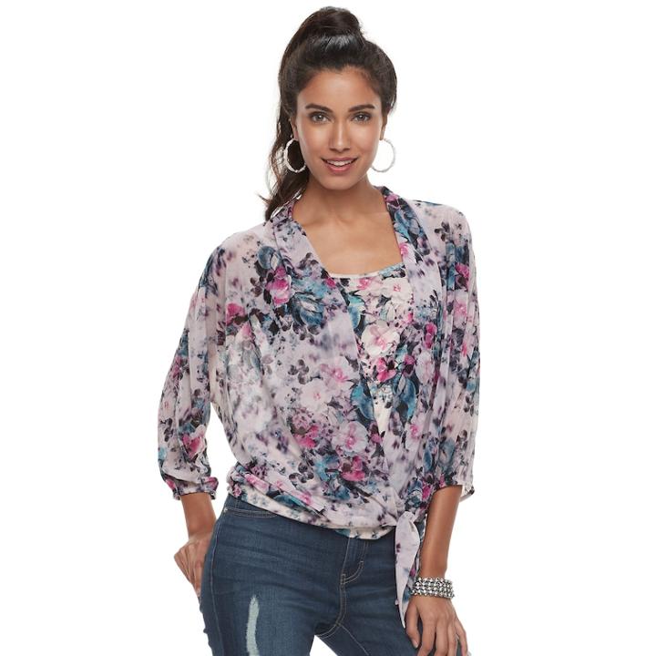 Women's Jennifer Lopez Mesh Dolman Top, Size: Xs, Dark Blue