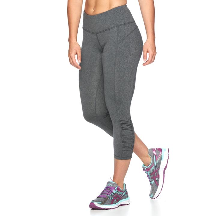 Women's Tek Gear® Shapewear Shirred Capri Workout Leggings, Size: Large, Dark Grey