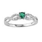 Sterling Silver Lab-created Emerald And Diamond Accent Infinity Ring, Women's, Size: 5, Green