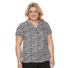 Plus Size Apt. 9&reg; Half-zip Mixed-media Top, Women's, Size: 4xl, Black