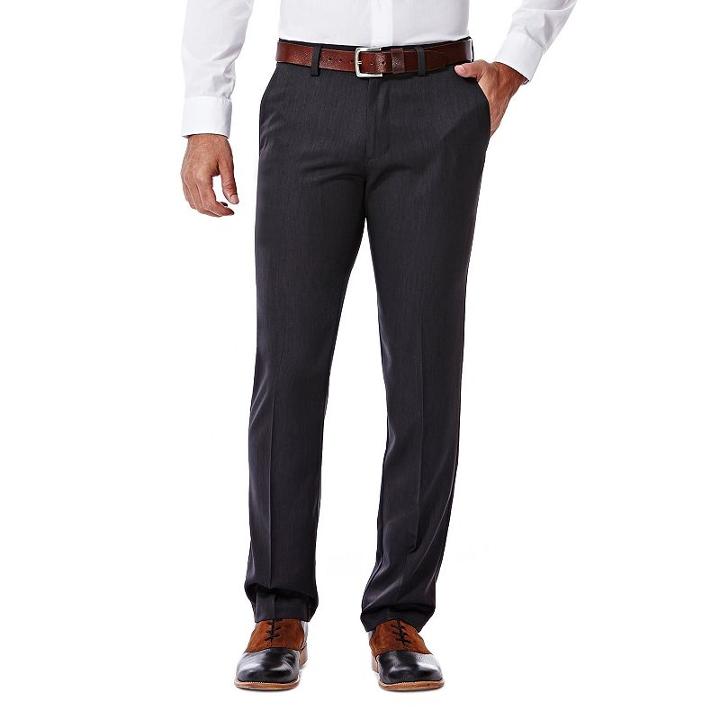 Big & Tall Haggar&reg; Slim-fit Performance Microfiber Flat-front Slacks, Men's, Size: 36x38, Dark Grey