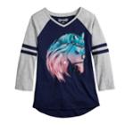 Girls 7-16 & Plus Size Mudd&reg; 3/4-sleeve Raglan Graphic Tee, Size: 20 1/2, Blue (navy)