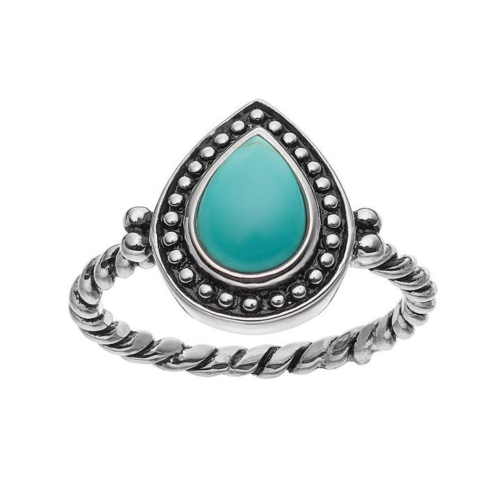 Sterling Silver Simulated Turquoise Cabochon Ring, Women's, Size: 6, Blue