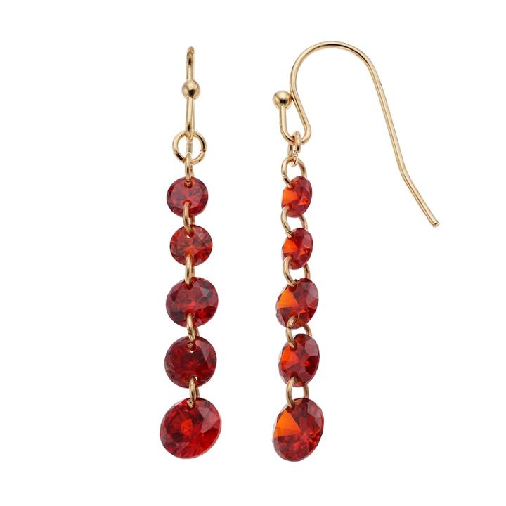 Lc Lauren Conrad Round Stone Nickel Free Graduated Linear Earrings, Women's, Red