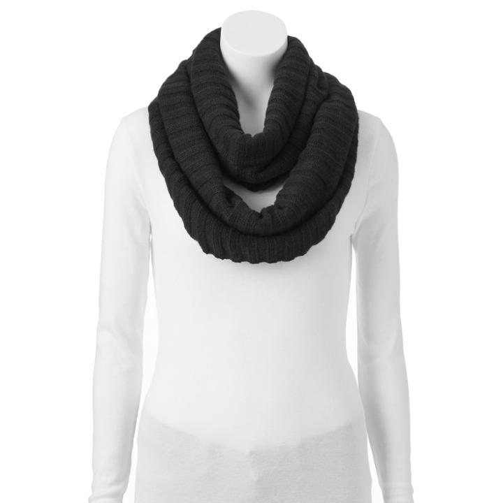 Cuddl Duds Purl Stitch Infinity Scarf, Women's, Black