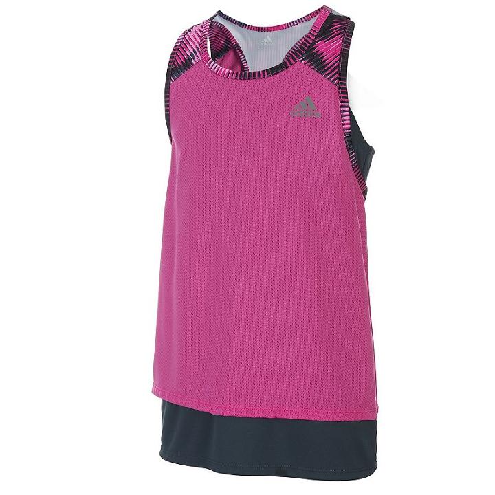 Girls 7-16 Adidas Climalite Mock-layered Tank Top, Girl's, Size: Xs, Med Pink