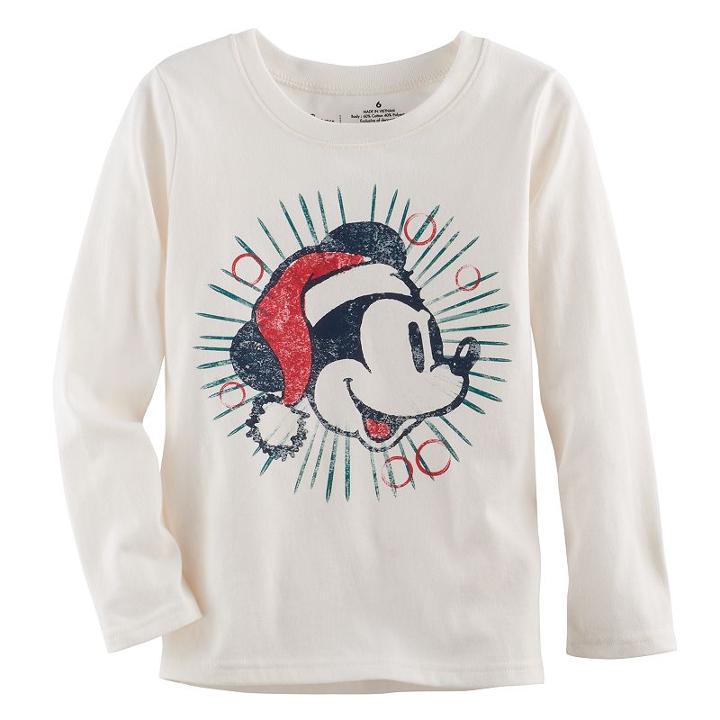 Disney's Mickey Mouse Boys 4-10 Santa Hat Softest Tee By Jumping Beans&reg;, Size: 5, White Oth