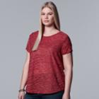 Plus Size Simply Vera Vera Wang Essential Windy Jacquard Tee, Women's, Size: 0x, Med Red