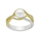 Pearlustre By Imperial Two Tone Sterling Silver Freshwater Cultured Pearl Ring, Women's, Size: 7, White