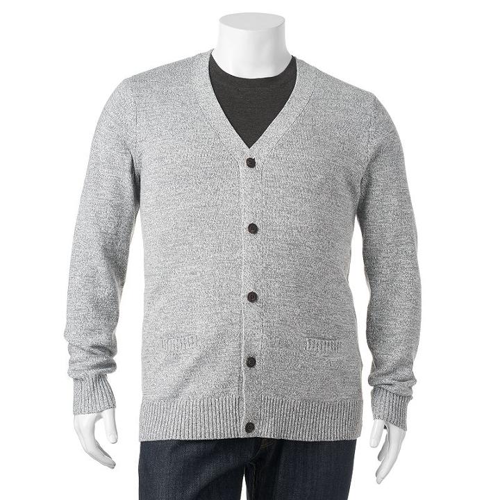 Big & Tall&reg; Cardigan Sweater, Men's, Size: Xl Tall, Dark Grey
