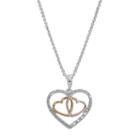 Delicate Diamonds Tri-tone Sterling Silver Triple Heart Pendant, Women's, Multicolor