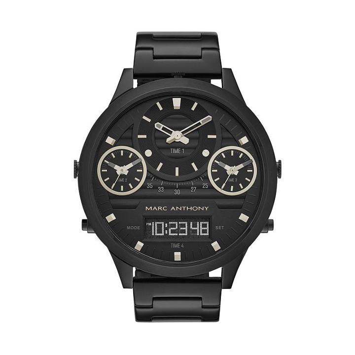 Marc Anthony Men's Modern Masculinity Black Stainless Steel Analog & Digital Watch, Size: Xl