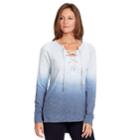 Women's Gloria Vanderbilt Dip-dye Lace Up Sweatshirt, Size: Large, Brt Blue