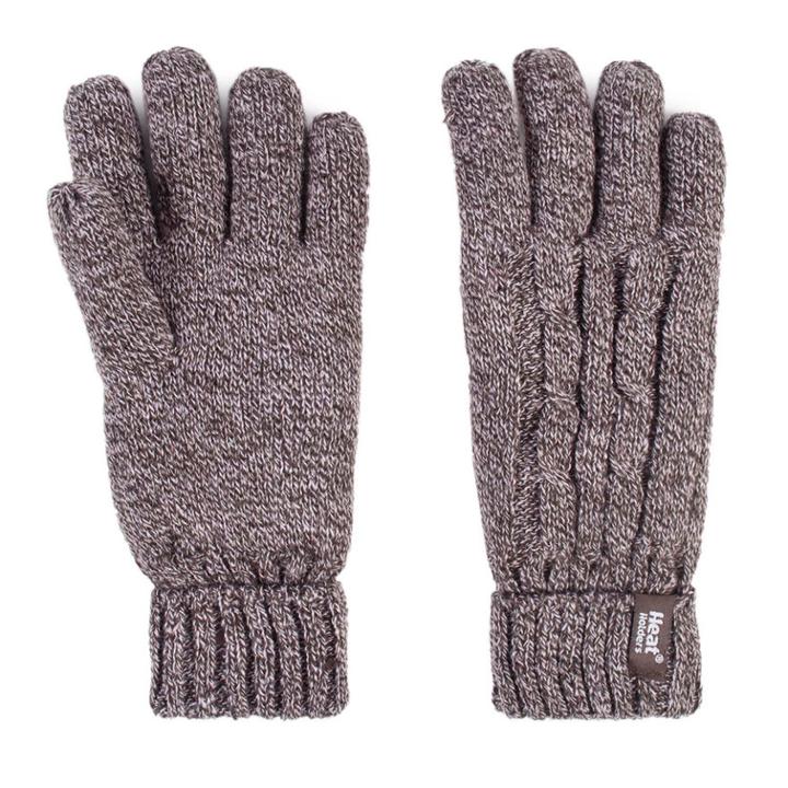 Women's Heat Holders Thermal Cable-knit Gloves, Size: S-m, Lt Brown