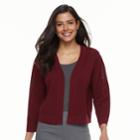 Women's Nina Leonard Chevron Stitch Bolero Cardigan, Size: Large, Red