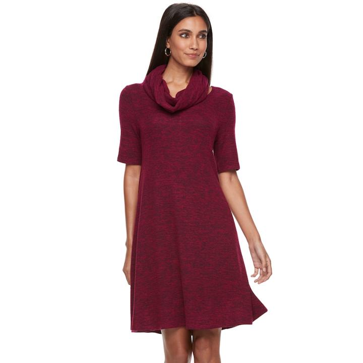 Women's Apt. 9&reg; Infinity Scarf & Marled Dress, Size: Medium, Red