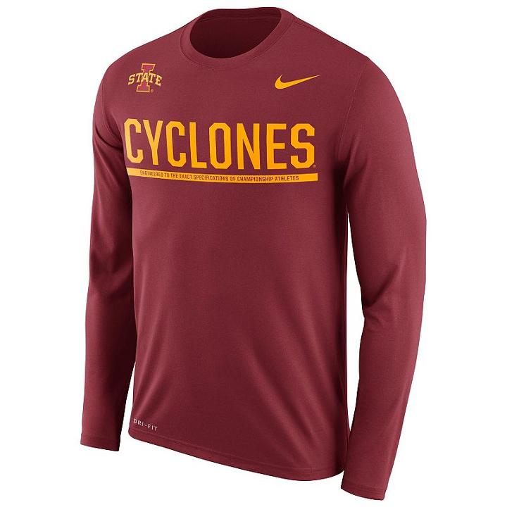 Men's Nike Iowa State Cyclones Legend Staff Sideline Dri-fit Long-sleeve Tee, Size: Xxl, Ovrfl Oth