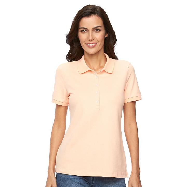Women's Croft & Barrow&reg; Classic Solid Polo, Size: Large, Orange