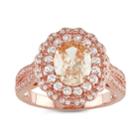 14k Rose Gold Over Silver Champagne Cubic Zirconia & Lab-created White Sapphire Ring, Women's, Size: 9, Orange