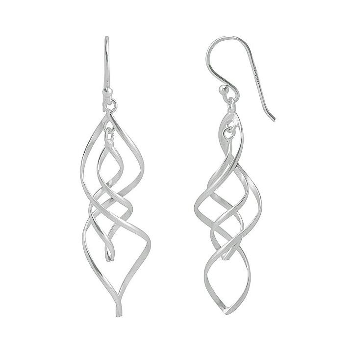 Silver Classics Sterling Silver Twist Drop Earrings, Women's, Grey