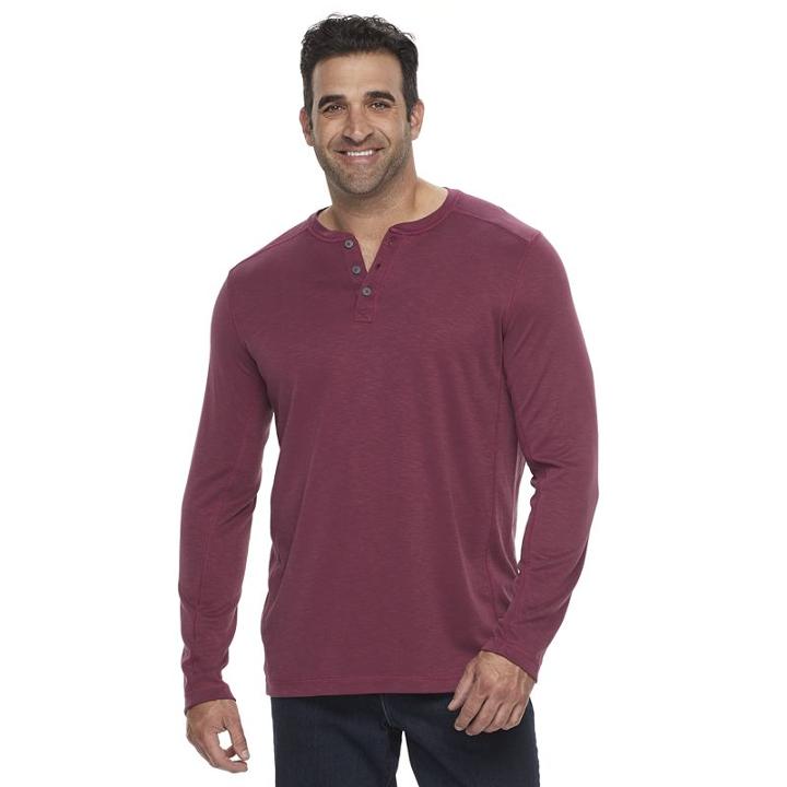 Big & Tall Croft & Barrow&reg; Classic-fit Slubbed Performance Henley, Men's, Size: Xl Tall, Red