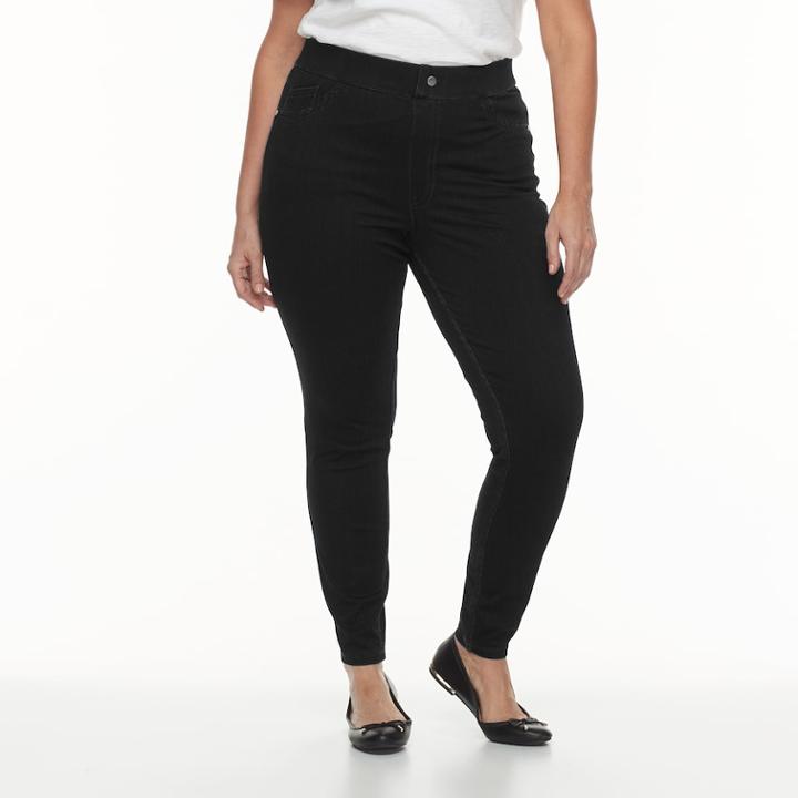 Plus Size Utopia By Hue Denim Leggings, Women's, Size: 2xl, Black