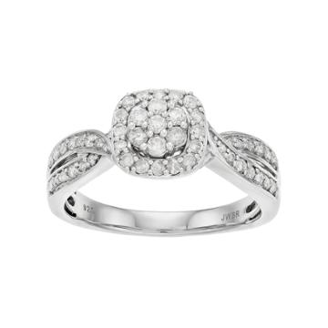 Always Yours Sterling Silver 1/2 Carat T.w. Diamond Cluster Engagement Ring, Women's, Size: 7, White