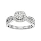Always Yours Sterling Silver 1/2 Carat T.w. Diamond Cluster Engagement Ring, Women's, Size: 7, White