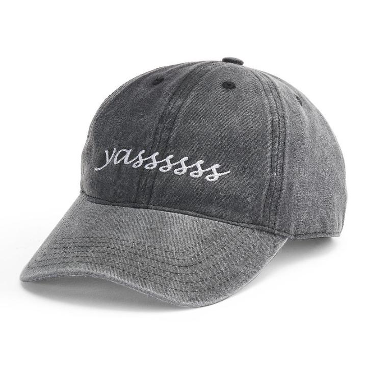 Women's So&reg; Embroidered Yassssss Baseball Cap, Oxford