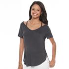Juniors' Mudd&reg; Strappy V-neck Tee, Teens, Size: Xs, Grey (charcoal)