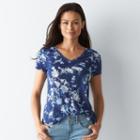 Petite Sonoma Goods For Life&trade; Essential Print V-neck Tee, Women's, Size: Xl Petite, Dark Blue