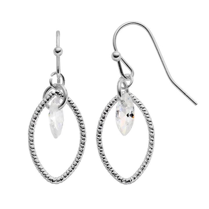 Lc Lauren Conrad Cubic Zirconia Marquise Drop Earrings, Women's, Silver