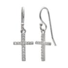 Primrose Sterling Silver Cubic Zirconia Cross Earrings, Women's, White