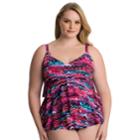 Plus Size Croft & Barrow&reg; Hip Minimizer Tiered D-cup Swimsuit, Women's, Size: 20 W, Lt Orange