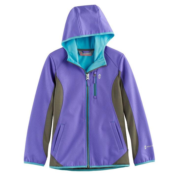 Girls 4-16 Free Country Lightweight Embossed Dot Colorblock Softshell Jacket, Size: 16, Lt Purple