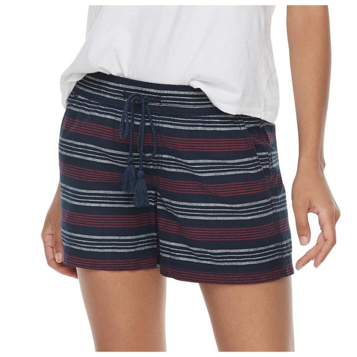 Women's Sonoma Goods For Life&trade; Striped Linen Soft Shorts, Size: 8, Med Red