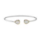 Two Tone Sterling Silver 1/5 Carat T.w. Diamond Teardrop Halo Cuff Bracelet, Women's, Size: 6.5, White