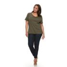 Plus Size Croft & Barrow&reg; Print Asymmetrical-hem Tee, Women's, Size: 3xl, Green