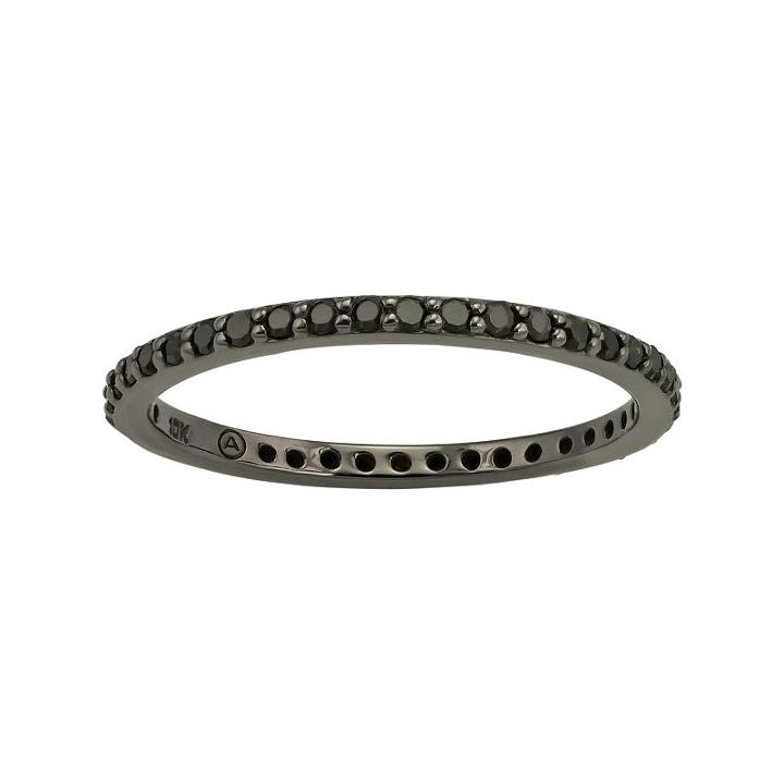 1/3 Carat T.w. Black Diamond Black Rhodium-plated 10k White Gold Eternity Ring, Women's, Size: 6