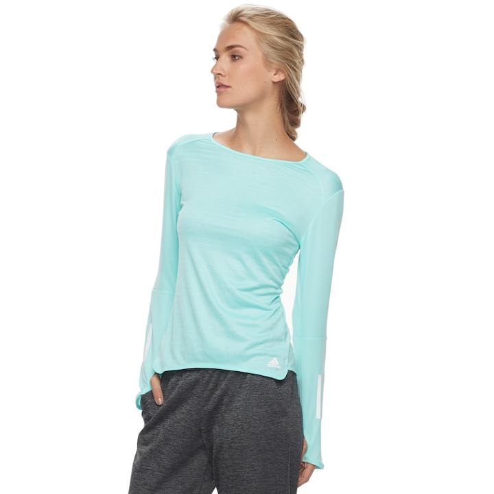Women's Adidas Long Sleeve Running Tee, Size: Small, Turquoise/blue (turq/aqua)