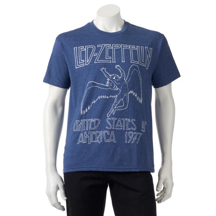 Men's Led Zeppelin Usa 1977 Band Tee, Size: Xxl, Blue (navy)
