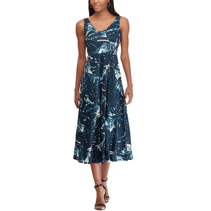 Women's Chaps Fit & Flare Midi Dress, Size: Small, White