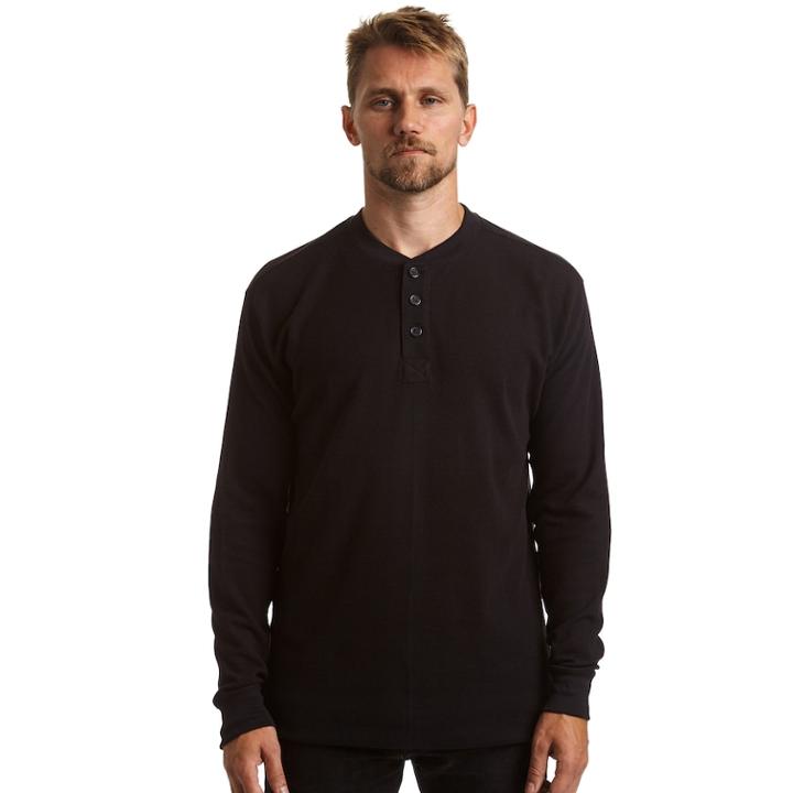 Big & Tall Stanley Classic-fit Waffle-weave Thermal Henley, Men's, Size: 3xl Tall, Black